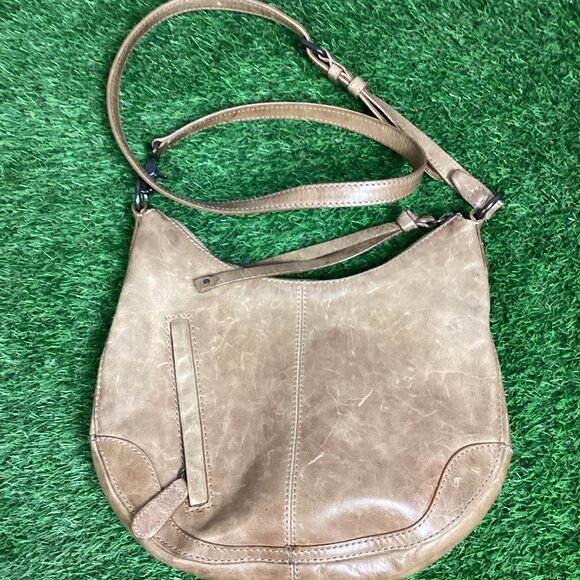 Frye Melissa Scooped Crossbody Hobo Bag Light Tan